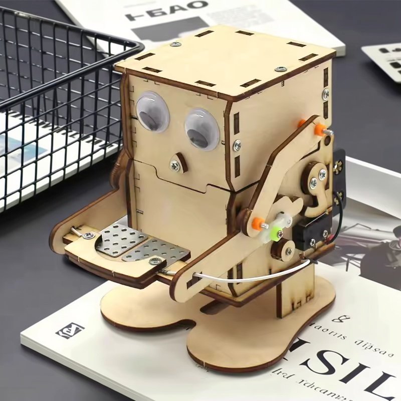 DIY Coin Eating Robot Wooden M - Science Project Robot recension och pris